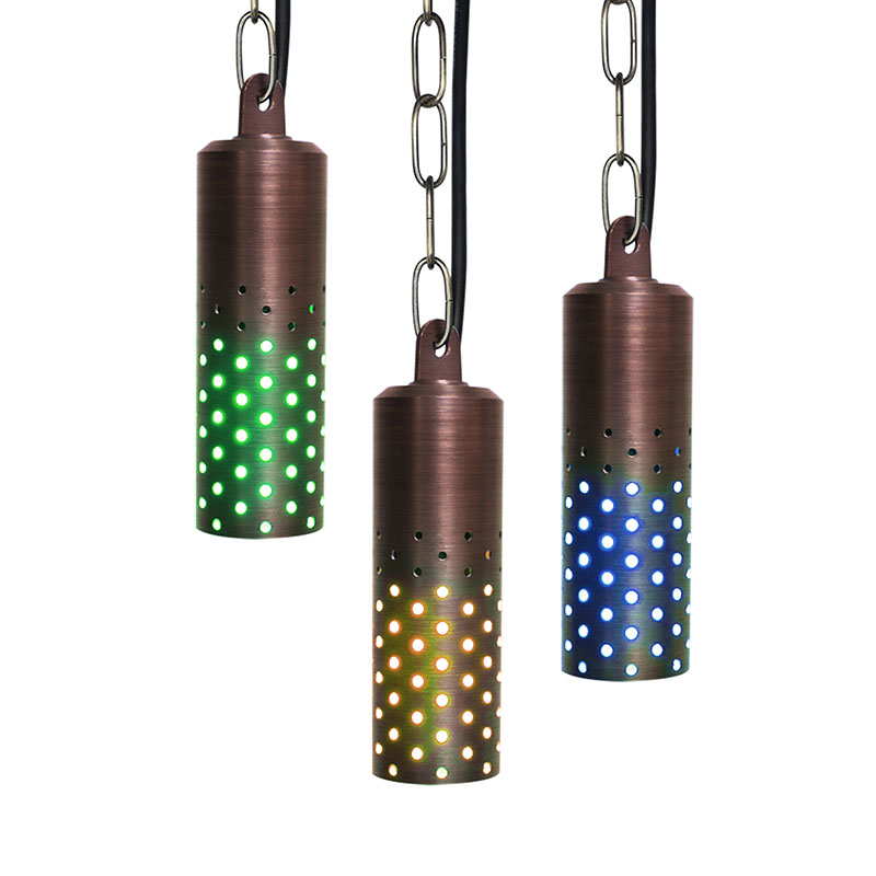 6w rgbw chasing brass pendant light dc24v app control outdoor hanging light | gouly