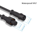 1ft 0.3m ip67 waterproof led extension cable with 3 pin connector | gouly
