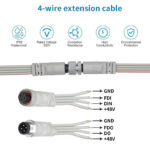 4 wire ip68 waterproof extension cable, 3m/5m/10m 18awg copper wire | gouly