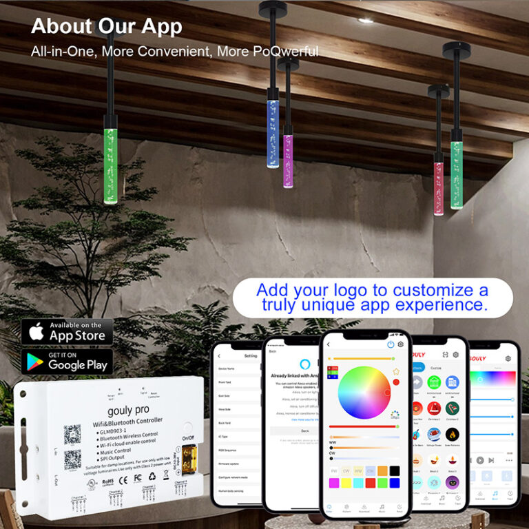 ch3w rgbw rgb+ww 2700k smart acrylic bubble tube wall light, app control | gouly