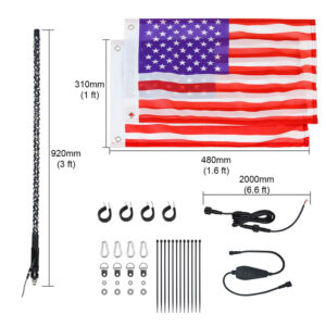 fl 0.9m rgb flagpole light strip, 3 ft flexible hose, ip67 waterproof | gouly