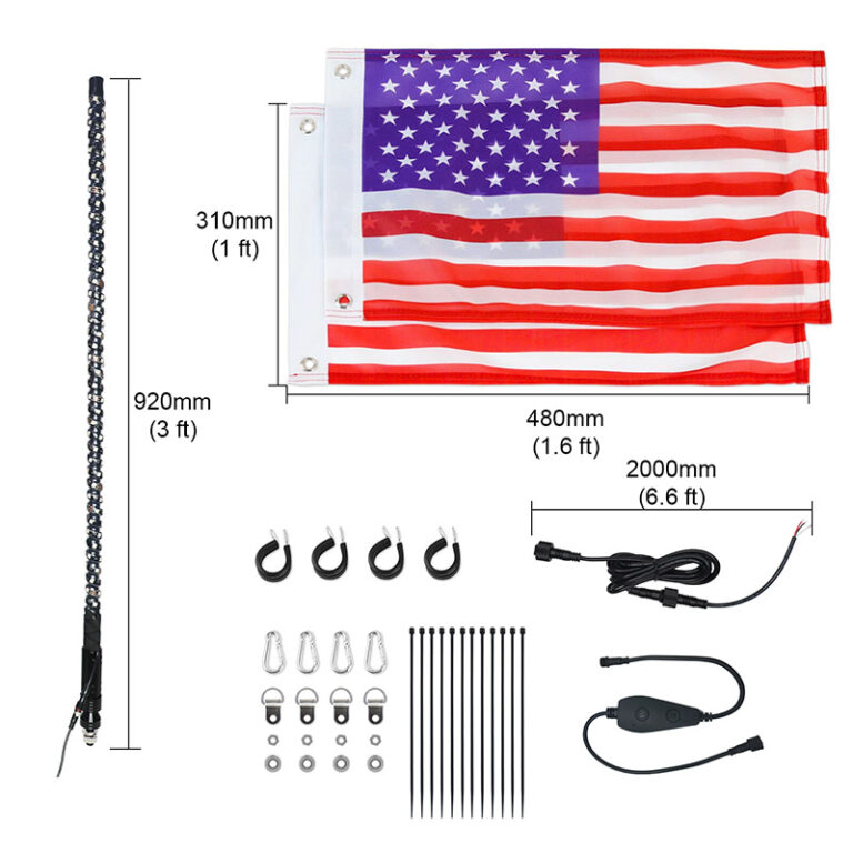 fl 0.9m rgb flagpole light strip, 3 ft flexible hose, ip67 waterproof | gouly