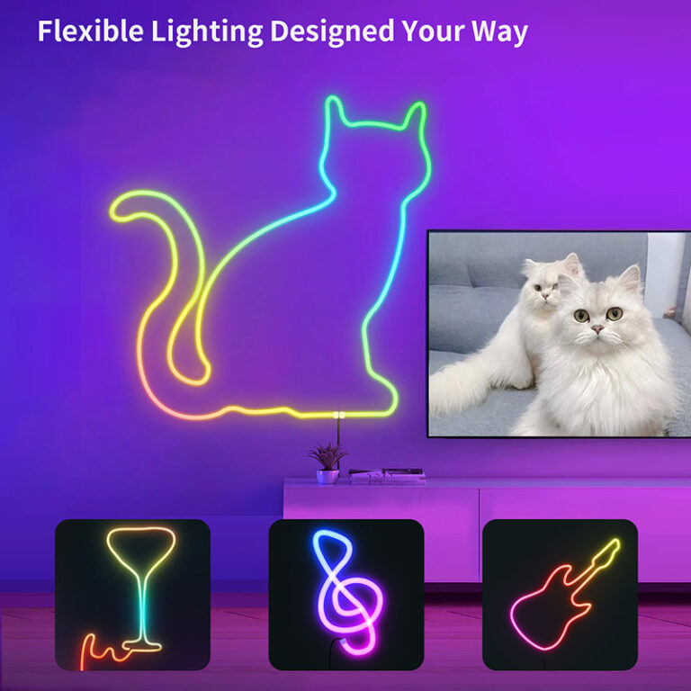 ne5050w60 2904 diy rgbwic neon rope light kit, 24v ip67 smart app control 16.5ft | gouly