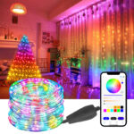 glmd195 dc5v rgb smart curtain fairy lights, ip65 app control | gouly