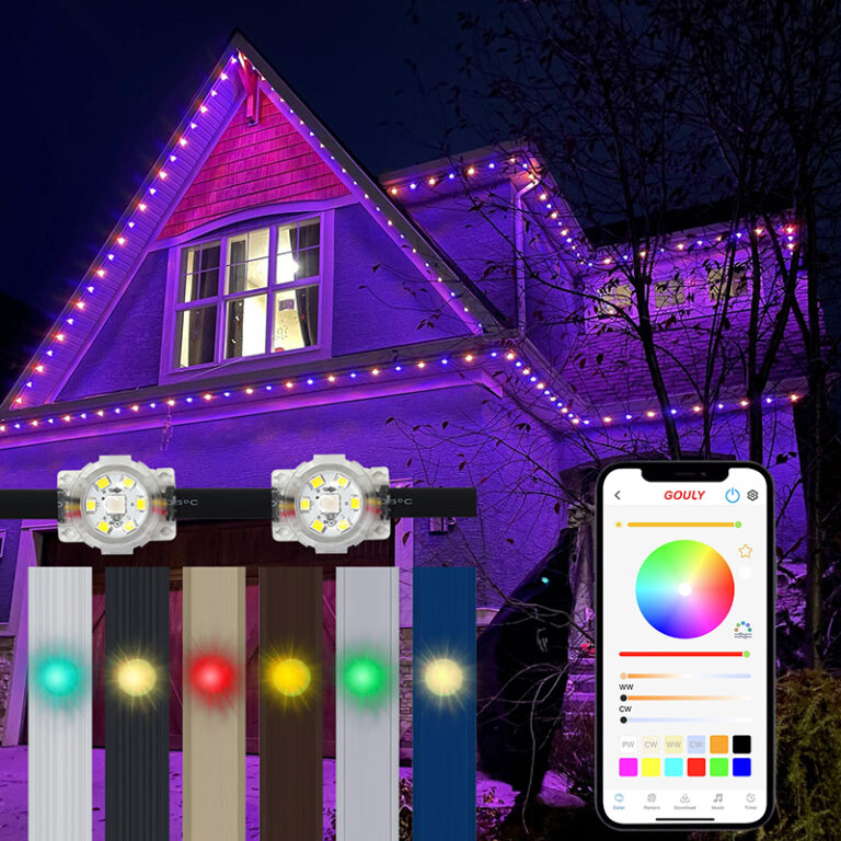 36v rgbwic permanent outdoor pixel lights ip68 smart app control roofline lighting | gouly