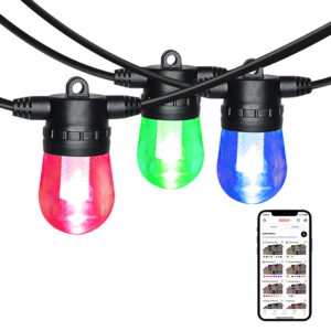 glmd208 24v rgbw smart led string lights, ip65 waterproof, replaceable bulbs | gouly
