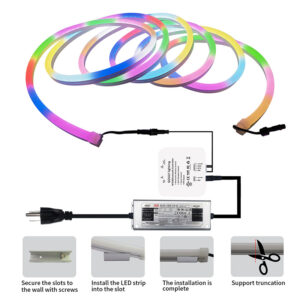 ne5050w60 2801 rgbw chasing silicone neon led strip, dc12v ip67 smart app control | gouly
