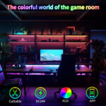 24v rgb color chasing cob led strip light, 714 leds/m cuttable smart app control | gouly