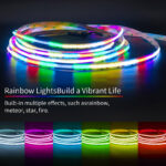 24v rgb color chasing cob led strip light, 714 leds/m cuttable smart app control | gouly