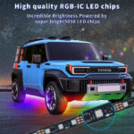 12v rgb/rgbw car underglow light strip kit, ip67 smart app control | gouly