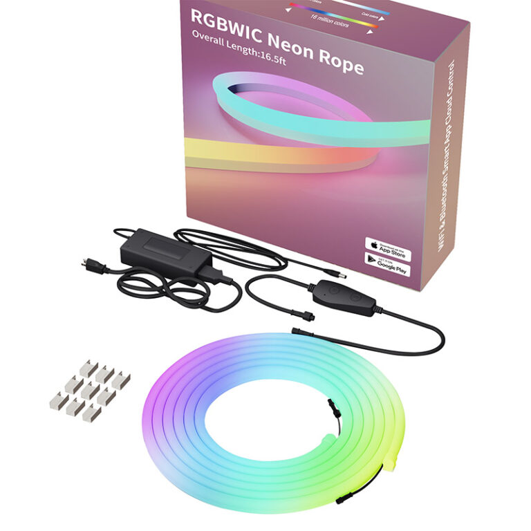 ne5050w60 2904 diy rgbwic neon rope light kit, 24v ip67 smart app control 16.5ft | gouly