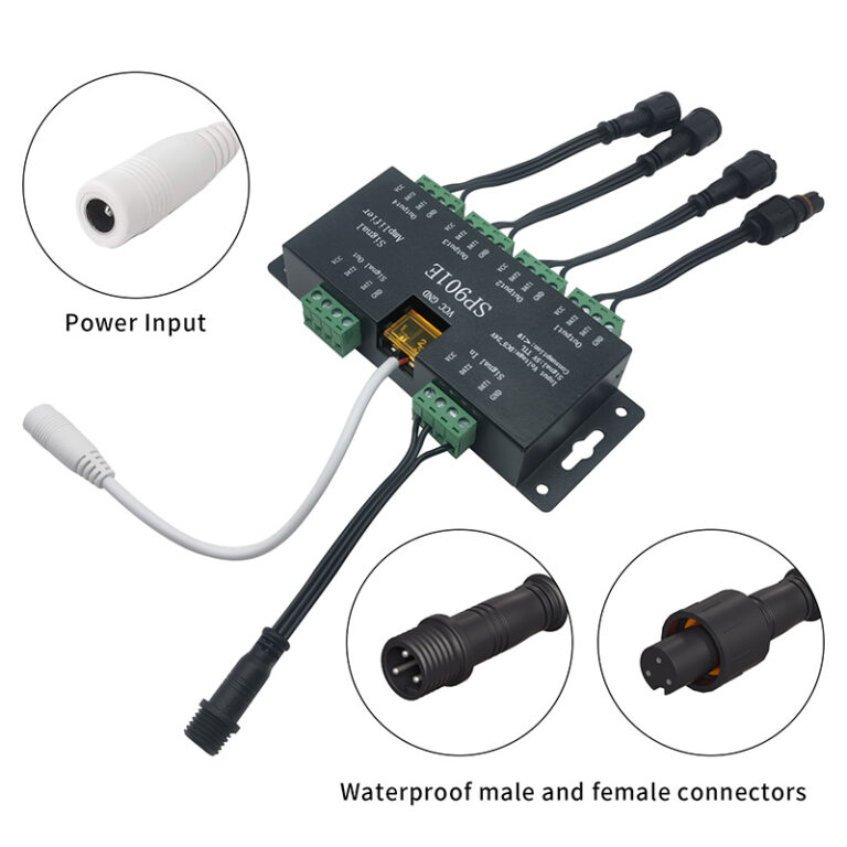 sp901e dc5 24v 5v ttl signal amplifier, 4 output led pixel signal booster | gouly