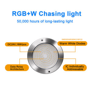 udpl 22w 02 24v rgbw recessed pool light, ip68, 22w | gouly