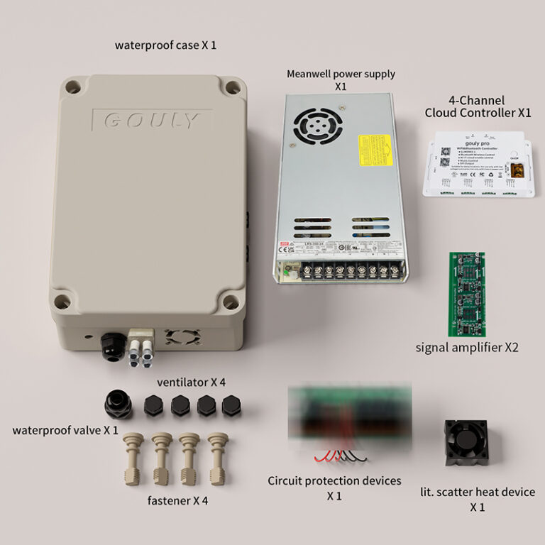 wb171 w 12v–48v weatherproof led lighting control box, wifi/bluetooth | gouly