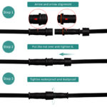 waterproof 1 to 2 y splitter cable for led lights, 0.25m dual output connector | gouly