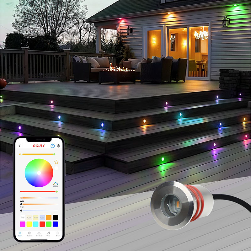 1w smart rgbw recessed deck light ip68 app control | gouly