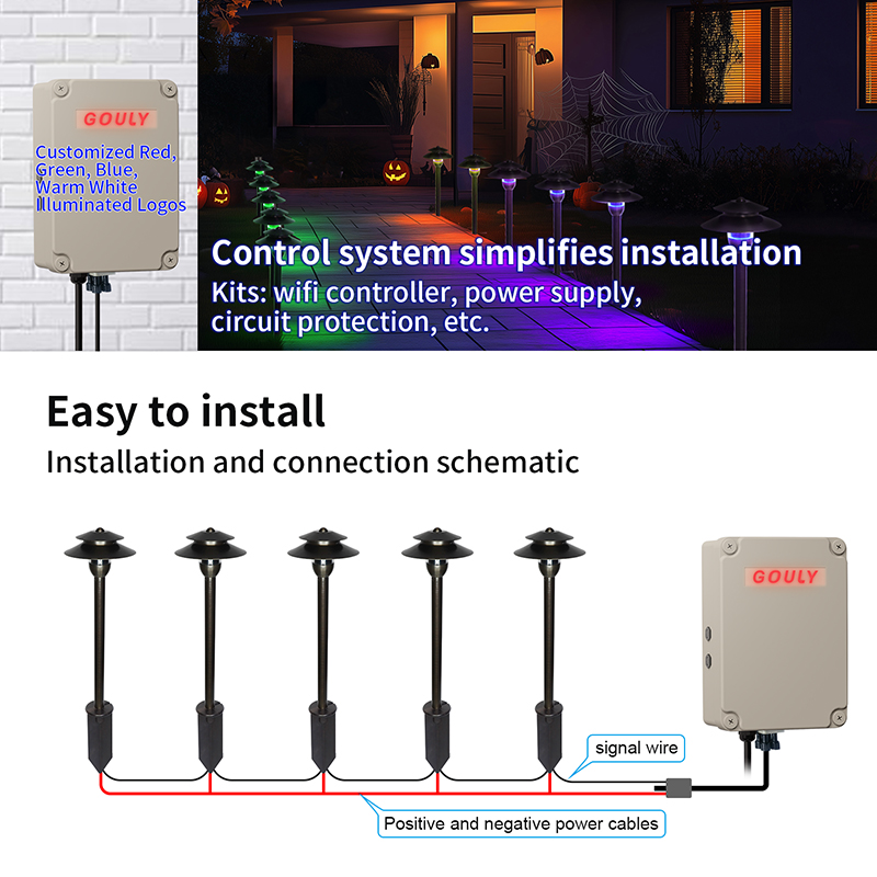 3w smart rgbw brass landscape path light 24v ip65 | gouly