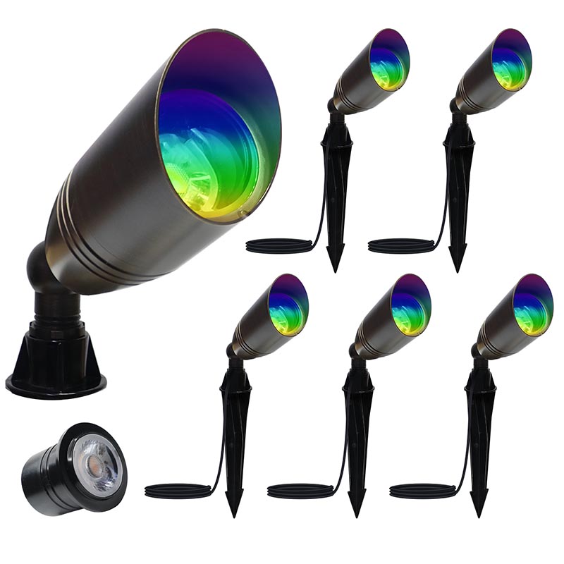 6w rgbwic mr16 brass landscape light 24v ip65 smart outdoor spotlight