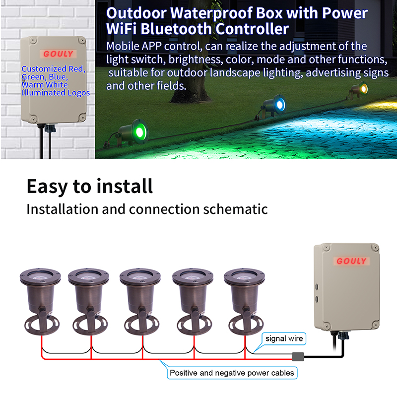 6w smart rgbw brass landscape spotlight 24v ip65 app control outdoor well light