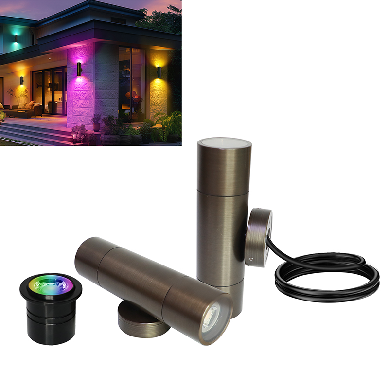 gouly wa12w mr16 rgbw bs smart rgbw brass cylindrical wall light